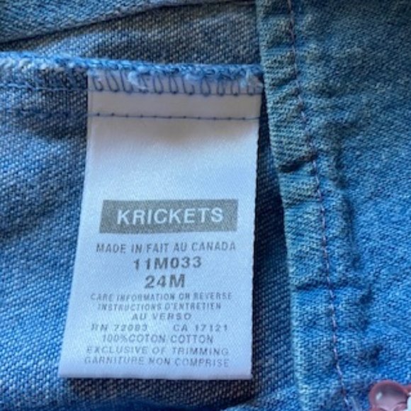- Krickets Blue Denim Overalls Baby Size 24 MTHS Vintage Canadian Made - Picture 11 of 13